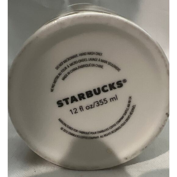 Starbucks Ceramic 2015 Mermaid Siren Golden / White 12oz Coffee Travel Tumbler - Picture 3 of 5